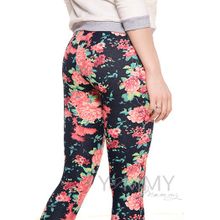 Y@mmyMammy Джегинсы универсальные цвет джинса розовые цветы 416.2.6
