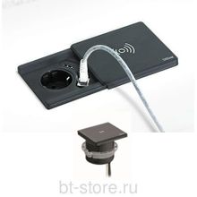 Розетка с Qi-Зарядкой Evoline Square80 220+USB-зарядное c RJ45 (927.00.004) черная