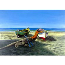ОЛИМАР Картина "Греция 2 лодки на берегу"