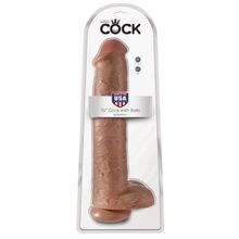 Кофейный фаллоимитатор-гигант 15  Cock with Balls - 40,6 см.