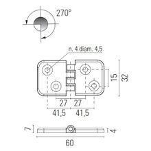 Foresti & Suardi Петля универсальная из хромированной латуни Foresti & Suardi 187B.C 60 x 32 мм