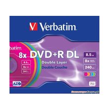 Диск DVD+R 8.5Gb Verbatim 8x  Slim color   Dual Layer  &lt;43682&gt;