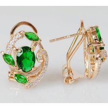 Серьги с зелёным фианитом "Флоренция"