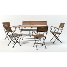 Комплект мебели стол прямоугольный 150*80 см + скамья  + 4 стула с подлокотниками
