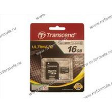 Флеш накопитель Micro SDHC Card 16Гб Transcend Class 10 с адаптером SD