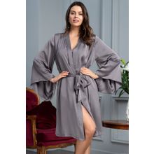 Короткий халат на запахе De Luna с широкими рукавами (р. XXL-XXXL, серый)