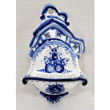 Полочка настенная "Домик". Гжельский фарфор. арт. 1901