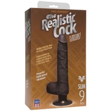Doc Johnson Коричневый вибратор-реалистик The Realistic Cock ULTRASKYN Vibrating 9” Slim - 26,1 см.
