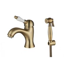 Смеситель для раковины c гигиенической лейкой Aksy Bagno Biti 322 Bronze