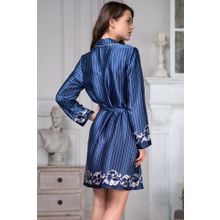 Домашнее платье-рубашка на пуговках с поясом (р. XS, синий)