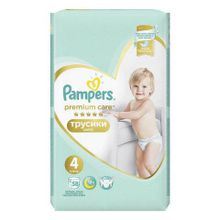 Подгузники, 58 шт., PAMPERS (Памперс) Premium Care, размер 4 (9-15 кг), 1210808