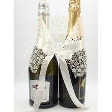 Украшение на бутылки с шампанским Gilliann Lace Ivory Leaf GLS136