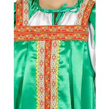 Русский народный костюм атласный комплект зеленый "Василиса": сарафан и блузка, XL-XXXL