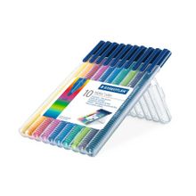 Фломастеры TriplusСolor трехгранные, набор 10 цветов, 1мм, пластиковый футляр