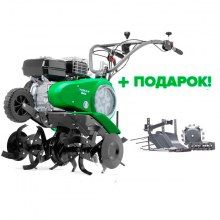 Мотоблок Caiman VARIO 60H + Комплект для вспашки (окучник с металлическими колесами, 2 сцепки, плуг и картофелекопатель)