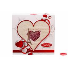 Махровое полотенце в коробке 50x90 "LOVE", кремовое, 100% Хлопок