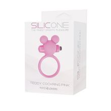 Toyz4lovers Розовое эрекционное виброкольцо TEDDY COCKRING SILICONE (розовый)