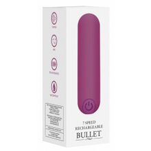 Фиолетовая перезаряжаемая вибропуля 7 Speed Rechargeable Bullet - 7,7 см. (219273)