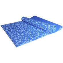 Коврик для йоги 173х61х0,3 см (синий с принтом цветы)