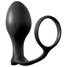 Pipedream Анальная пробка Ass-Gasm Cockring Advanced Plug с эрекционным кольцом (черный)