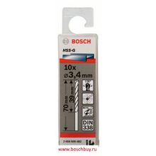 Bosch Набор 10 сверл по металлу HSS-G 3,4 мм DIN 338 (2608585482 , 2.608.585.482)