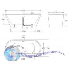 Ванна акриловая отдельностоящая BELBAGNO BB61-1700