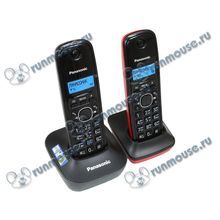 Радиотелефон Panasonic "KX-TG1612RU3", DECT, с опред.номера, черно-серый + доп.трубка, черно-красный [100303]