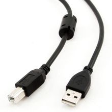 Кабель USB 2.0 Am=>Bm - 1.8 м, черный, фильтр, GEMBIRD Pro (CCF-USB2-AMBM-6)