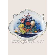 Плакетка "Цветы и фрукты" в цвете. Гжельский фарфор. арт. 1168