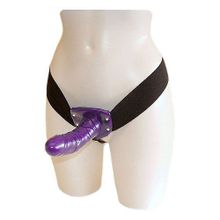 Фиолетовый женский страпон на эластичных ремешках - 16 см. Фиолетовый