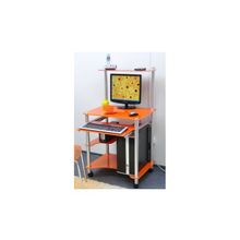 Прямой компьютерный стол G018G6 стекло оранжевое с блестками, ножки серебро