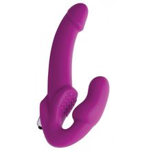 XR Brands Ярко-розовый безремневой вибрострапон Evoke Vibrating Strapless Silicone Strap-on Dildo (ярко-розовый)