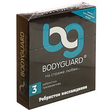 Ребристые презервативы Bodyguard - 3 шт. (прозрачный)