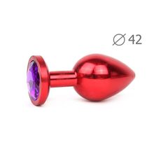 Коническая красная анальная втулка с кристаллом фиолетового цвета - 9,3 см. Фиолетовый