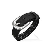 Браслет из кожи черный с заклепками