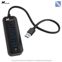 Разветвитель портов Xcellon USB-4311B 4 порта USB 3.1 (Gen 1) Хаб (черный) USB 3.0  USB-4311B