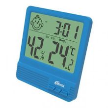 Метеостанция Ritmix CAT-052 с часами и будильником, синяя