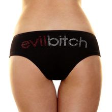 Hustler Lingerie Трусики-слип с надписью стразами Evil bitch (M-L   черный)