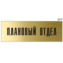 Информационная табличка «Плановый отдел» на дверь прямоугольная Д14 (300х100 мм)