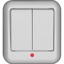 Выключатель 2-клавишный ПРИМА, с подсветкой, открытый монтаж, белый |  код. A56-007I-BI |  Schneider Electric