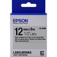 EPSON LK-4SBE картридж с матовой лентой 12 мм, чёрный шрифт на серебрянном фоне