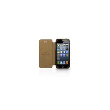 Кожаный чехол для iPhone 5 Kajsa Glamorous Genuine Oil Leather Folio case, цвет brown