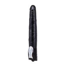 Seven Creations Чёрный вибромассажер Long John Realistic Thrusting Vibrator с функцией толкания - 20 см. (черный)