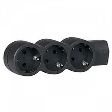 Колодка розеточная  3-местный, с заземлением, черный, 695023 |  код. 695023 |  Legrand