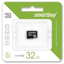 Карта памяти Micro SDHC 32Gb SmartBuy Class 4 без адаптера (SB32GBSDCL4-00)