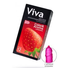 Цветные презервативы VIVA Color&Aroma с ароматом клубники - 12 шт. (241868)