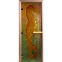 Дверь банная (арт серия) 1900*700 кор. ольха с рис. Морской конек DW