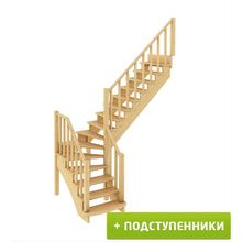 Лестница К-021М П 15 ступеней (h=3,12 м) с подступенками, сосна