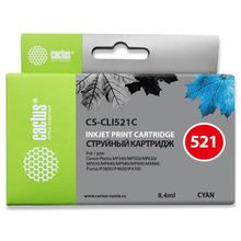 Картридж струйный Cactus CS-CLI521C голубой для Canon MP540 MP550 MP620 MP630 MP640 MP660 (446стр.)