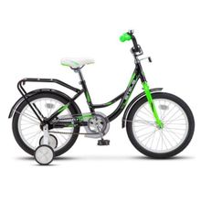 Детский велосипед STELS Flyte 16 Z011 чёрный салатовый 11" рама